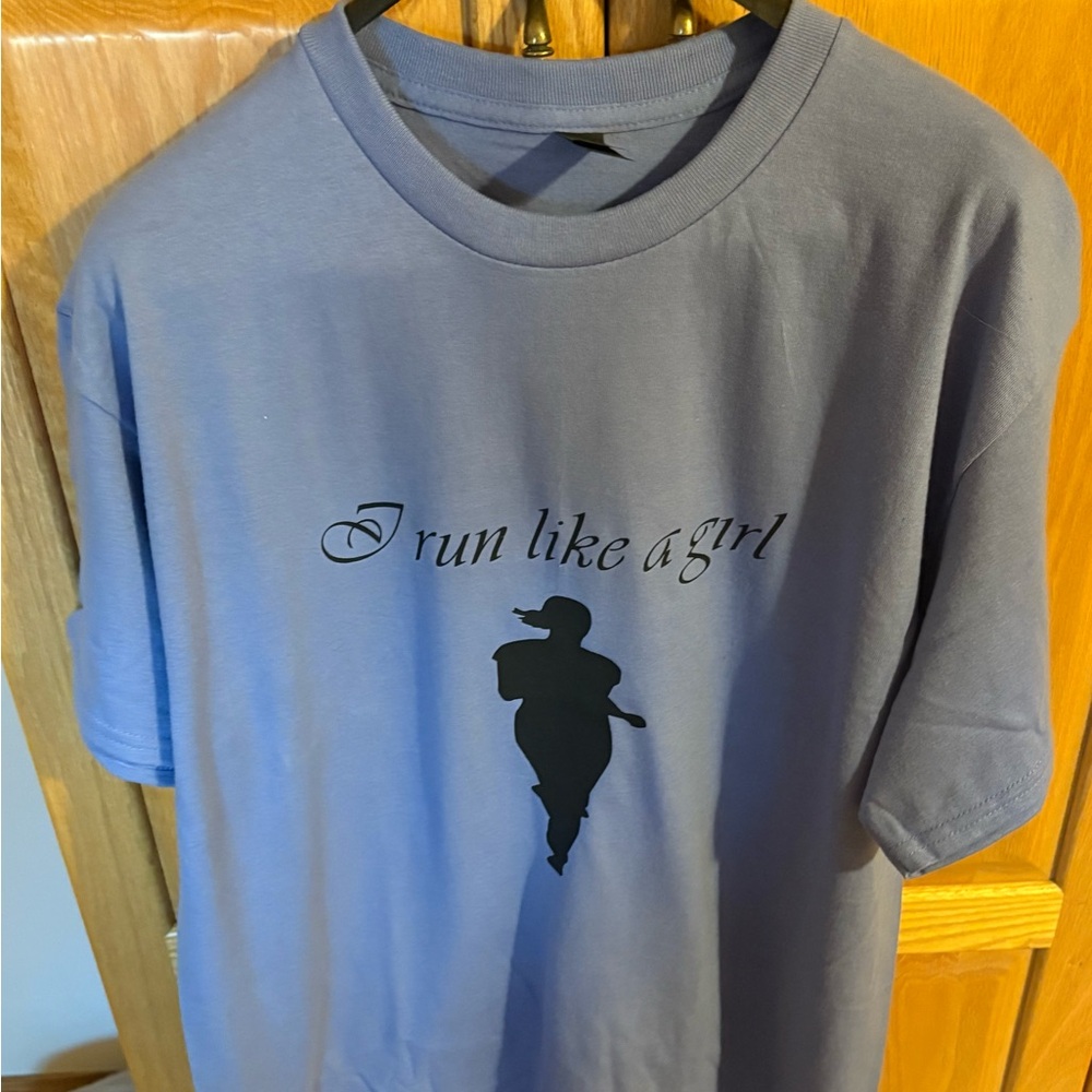 Gildan Gray 'Run Like a Girl' Graphic Tee